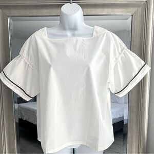 AZAI Elegant Classic White Puff Sleeve Blouse Size M.